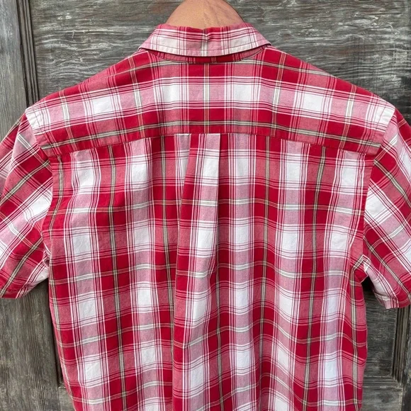 Abercrombie Short Sleeve Button Down Shirt, Red Plaid | L Boys - Picture 6 of 11